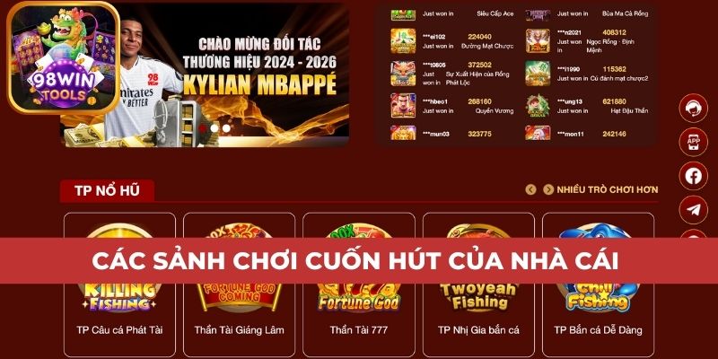 Các sảnh chơi cuốn hút của nhà cái nổi tiếng top 1 